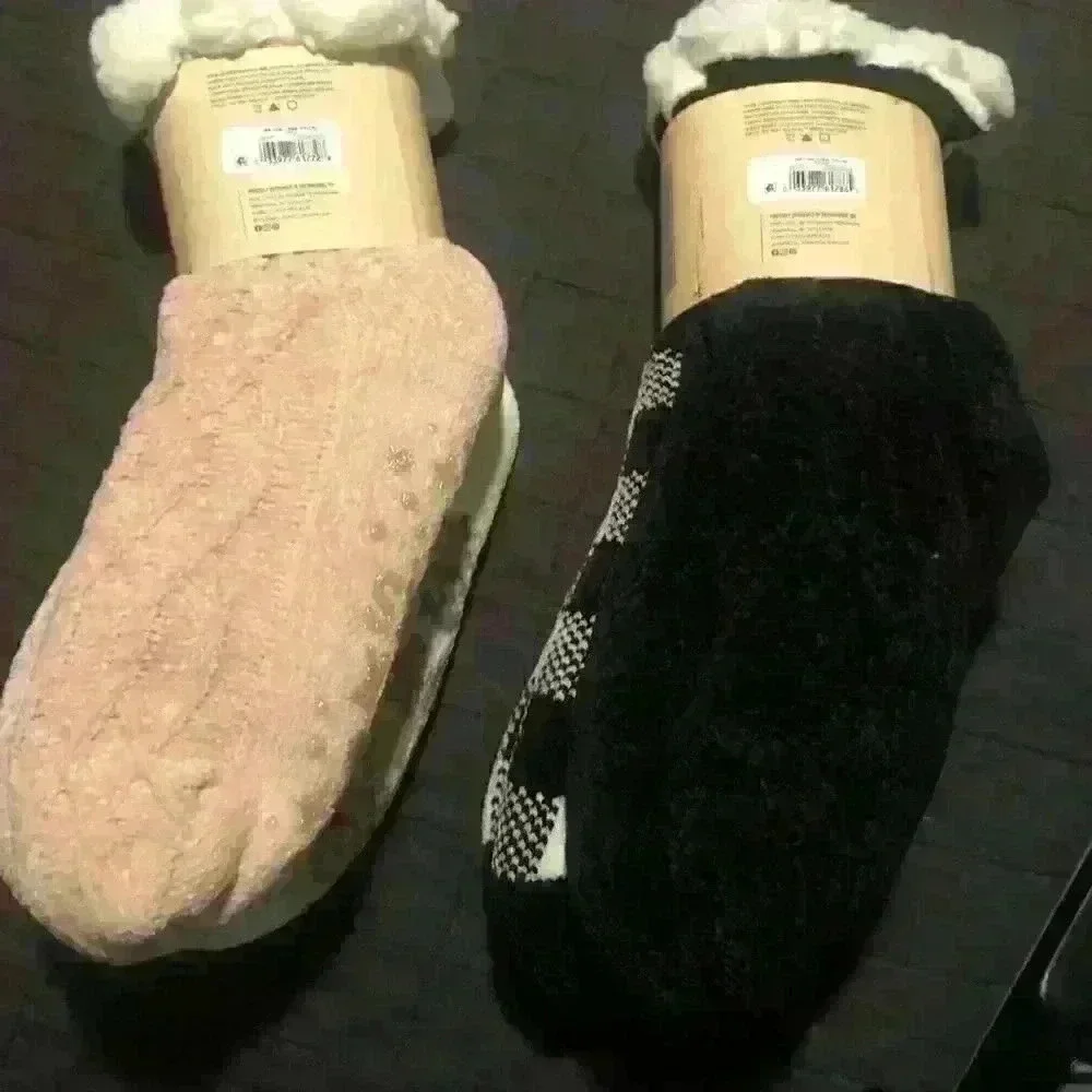Muk Luks Cabin Socks 2 Pair Bundle L/XL Plaid Fair Isle Sherpa Lined Non-Skid